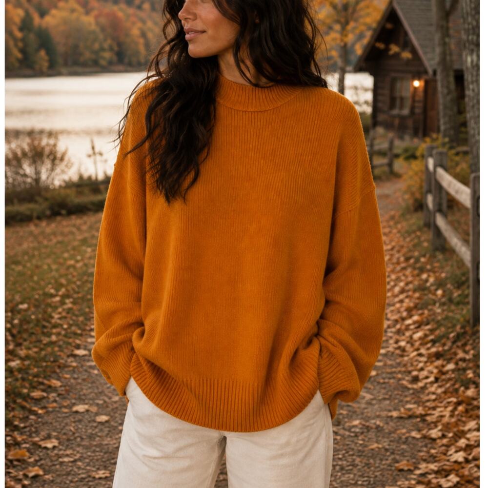 Free People Easy Street Tunic Sweater Inca Gold Mustard Oversized